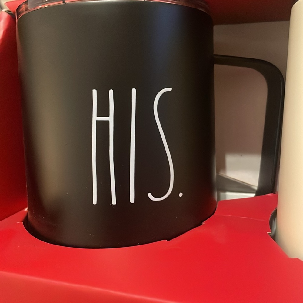 Rae Dunn Black and White His & Hers Stainless Steel Travel Mugs (NWT) - Picture 2 of 6